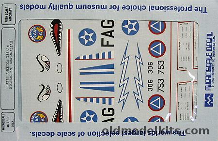 Microscale 1/48 T-33 Nicaragua and Guatemala Decals, 48-180 plastic model kit